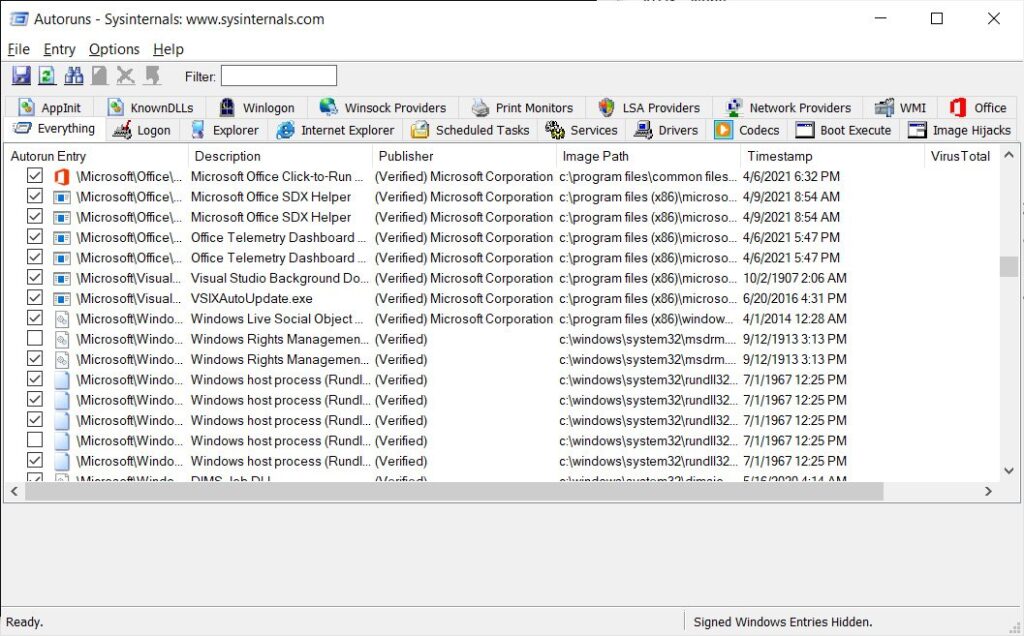 Sysinternals Autoruns