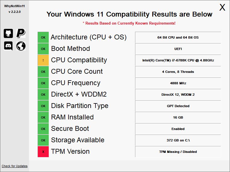 PC Health Check replacement shows more detail than PC Health Check