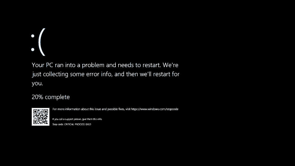 windows 10 black screen of death